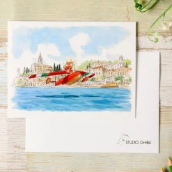 Cartes Postales Et Papier À Lettres|Maison Ghibli Carte de vœux aquarelle 24 x 15,8 cm Hydravion - Porco Rosso