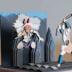 Loisirs Créatifs|Maison Ghibli Diorama papier San au combat - Princesse Mononoké