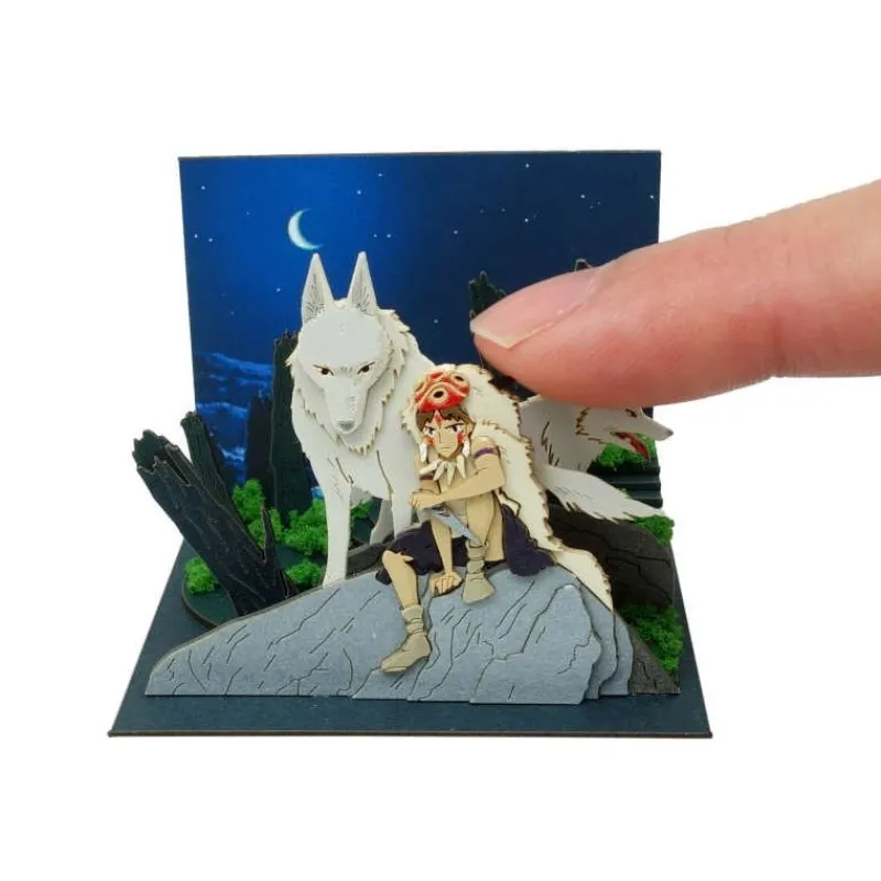 Loisirs Créatifs|Maison Ghibli Diorama papier San et Moro sur un rocher -Princesse Mononoké