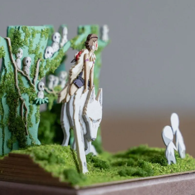 Loisirs Créatifs|Maison Ghibli Diorama papier San, Moro et Kodama -Princesse Mononoké