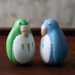 Jouets|Maison Ghibli Pack 2 Figurines Roly-poly Perruches Bleu & Vert - Le Garçon et le Héron