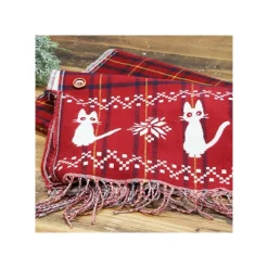 Textile|Maison Ghibli Étole avec accroche Jiji motifs à carreaux - Kiki la petite sorcière